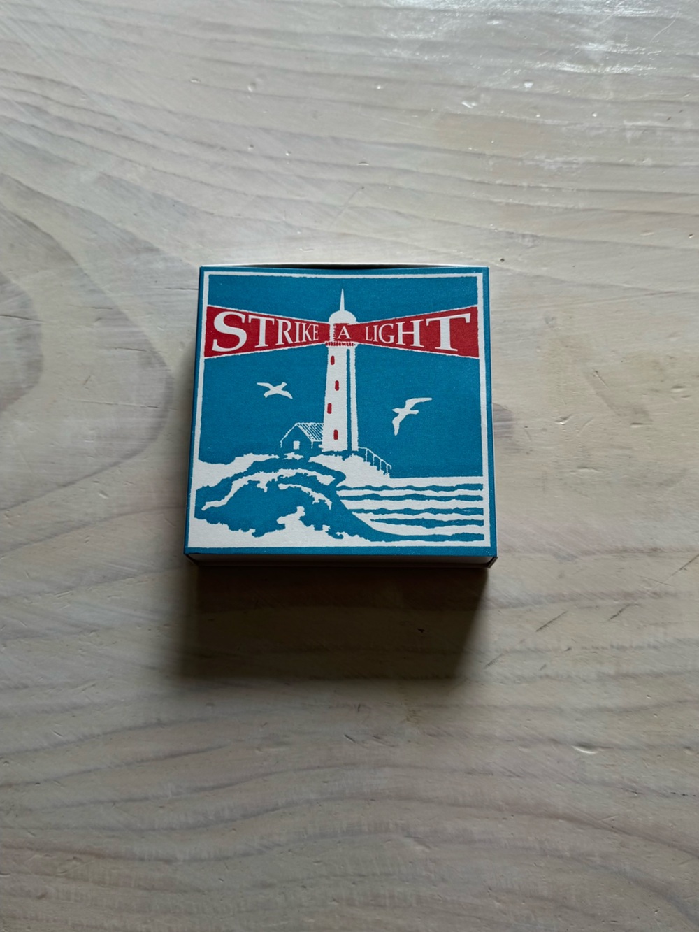 Strike a Light Lighthouse Matchbox - Teal, Red & White